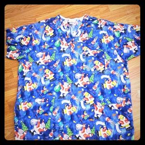 Christmas cats scrub top sz 3X